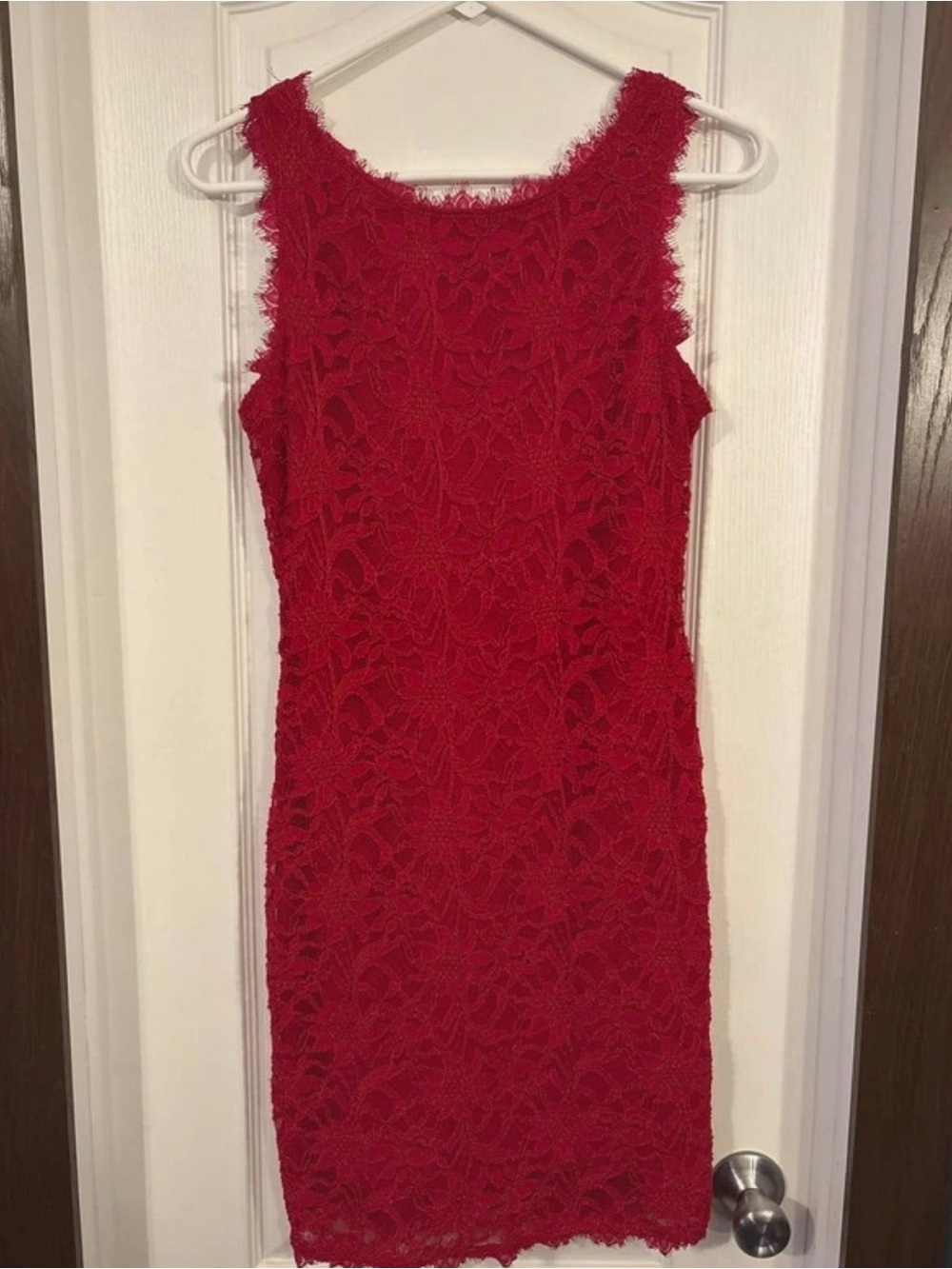 Jump Red Lace Midi Sheath Dress